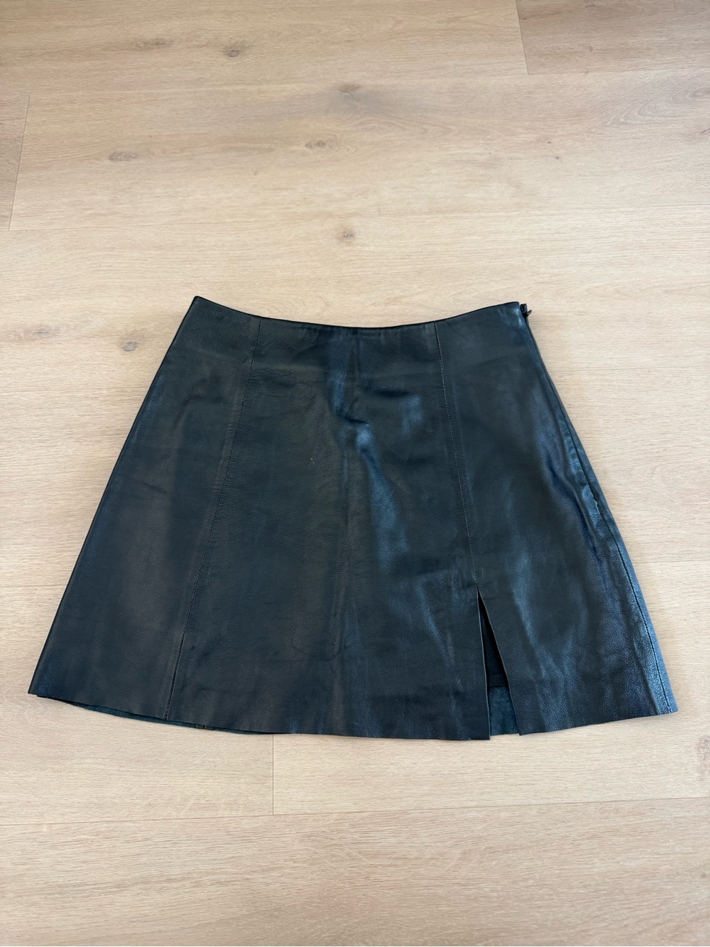 Reformation Veda Black Leather Mini Skirt
